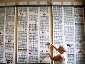 Paula Warren examines the Torah: Stitch by Stitch project at Toronto’s Congregation Darchei Noam synagogue.