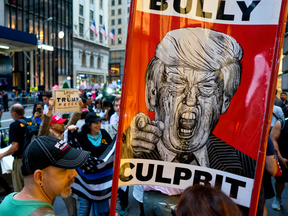 A protest in front of Trump Tower in New York, Aug. 15. Andrew Coyne suggests that contemporary conservatives have pandered to populism because they've given up on conservatism.