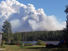 A wildfire approaches Poplar River First Nation.