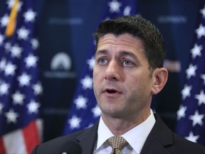 FILE - In this July 25, 2017 file photo, House Speaker Paul Ryan of Wis. speaks during a news conference on Capitol Hill in Washington. Ryan says the nation's leaders "have an obligation" to steer the country past "the passions of the moment." His remarks come after President Donald Trump drew bipartisan criticism for saying "both sides" were responsible for this month's deadly clash between white supremacists and counter-protesters in Charlottesville, Va.   (AP Photo/Manuel Balce Ceneta, File)