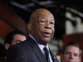 In this photo taken May 17, 2017, Rep. Elijah Cummings, D-Md., ranking member on the House Oversight and Government Reform Committee, speaks during a news conference on Capitol Hill in Washington. Cummings has asked a business partner of the Trump administration's former national security adviser, Michael Flynn, for documents detailing Flynn's foreign contacts and security clearance, according to a letter released Thursday, Aug. 3, 2017.  (AP Photo/Alex Brandon)