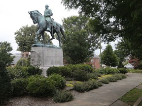 A statue of Confederate General Robert E. Lee.