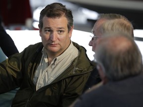 Sen. Ted Cruz, R-Texas in Corpus Christi, Texas, Tuesday, Aug. 29, 2017.  The Republicans of New York and New Jersey are pledging unconditional support for those devastated by Hurricane Harvey in Texas. But their resentment lingers. As historic floods wreaked havoc across the Southwest on Tuesday, Northeastern Republicans recalled with painful detail the days after Superstorm Sandy ravaged their region in 2012. At the time, the Texas congressional delegation, led by Cruz, overwhelmingly opposed a disaster relief package they said was packed with wasteful spending. (AP Photo/Evan Vucci)