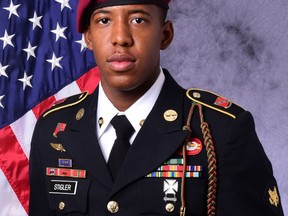 In this image released by the U.S. Army, Sgt. Allen L. Stigler Jr., of Arlington, Texas, is photographed in an official portrait. According to the Pentagon, Stigler and Sgt. Roshain E. Brooks were killed Sunday, Aug. 13 in Iraq were casualties of a U.S. artillery "mishap." (U.S. Army via AP)