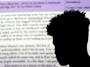 Maxwell Harvey, 14, listens to his teacher during English class at the Washington Leadership Academy in Washington, Wednesday, Aug. 23, 2017. The school utilizes "personalized learning," an approach that uses software, data and constant monitoring of student progress to adapt teaching to each child's strengths, weaknesses, interests and goals and enable them to master topics at their own speed. (AP Photo/Jacquelyn Martin)