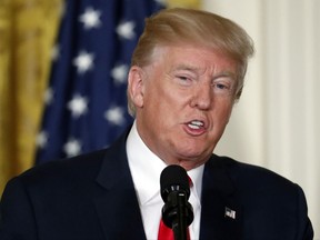 In this photo taken Aug. 28, 2017, President Donald Trump speaks in the East Room of the White House in Washington. Congressional aides say President Donald Trump will meet House and Senate leaders at the White House next week, as lawmakers return from an August break and plunge into a daunting pile of work.  (AP Photo/Alex Brandon)