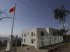 The Sri Lanka embassy stands in Brasilia, Brazil, Monday, Aug. 28, 2017. Human rights groups in South America are alleging war crimes violations in lawsuits filed against a former Sri Lankan general who is now his Asian nation's ambassador to Brazil and five other countries in Latin America. (AP Photo/Eraldo Peres)