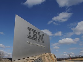 This file photo taken on March 20, 2009 shows the entrance to IBM Corporate Headquarters in Armonk, New York.