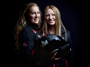 Canadian bobsledders Alysia Rissling, left and Heather Moyse met for the first time in Calgary on Saturday September 9, 2017. The two have their sights set on competing together in Pyeongchang.
