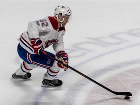 New team member Jonathan Drouin heads up ice during the Montreal Canadiens' annual Red vs. White intrasquad scrimmage at the Bell Centre on Sept. 17.