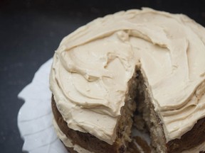 Apple and Olive Cake with Maple Frosting.