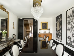 The dining room is sumptuous in the Toronto brownstone.