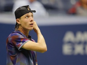 Denis Shapovalov looks on during his match against Pablo Carreno Busta at the U.S. Open on Sept. 3.