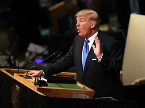 U.S. President Donald Trump made a fiery debut in front of the United Nations General Assembly on Tuesday, Sept. 19, threatening North Korea and leader Kim Jong Un, whom he called Rocket Man.