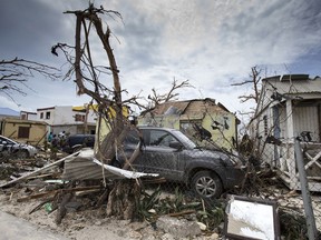 Houses and cars damaged after the passage of Hurricane Irma on the Dutch Caribbean island of Sint Maarten, Sept. 7 2017