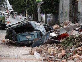 View of a street at the eastern area of Mexico City after a 8,2 earthquake on September 8, 2017