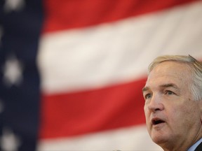 Sen. Luther Strange debates against U.S. Senate candidate Roy Moore on Thursday, Sept. 21, 2017, in Montgomery, Ala. (AP Photo/Brynn Anderson)