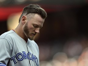 Toronto Blue Jays 3B Josh Donaldson walks off the field after being left on base against the Baltimore Orioles on Sept. 3.
