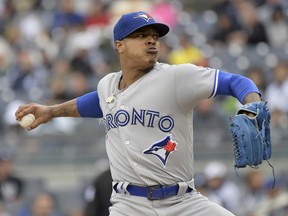 Toronto Blue Jays pitcher Marcus Stroman delivers to the New York Yankees during the first inning on Saturday, Sept.30, 2017 at Yankee Stadium in New York.