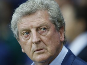FILE - In this file photo dated Monday, June 27, 2016, England coach Roy Hodgson looks on before the Euro 2016 round of 16 soccer match between England and Iceland, at the Allianz Riviera stadium in Nice, France. Former England coach Roy Hodgson has been hired as manager of Crystal Palace, replacing the fired Frank de Boer at the struggling English Premier League club.(AP Photo/Kirsty Wigglesworth, FILE)