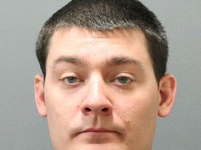 This undated booking photo provided by the Plainfield, Connecticut, Police Department shows Nicholas Murphy. Murphy, a former airman who received an honorary discharge from the Air Force despite acknowledging he had a sexual relationship with a 14-year-old faces several years in federal prison on child sex charges. Murphy pleaded guilty in June to traveling from Rhode Island to Plainfield in 2015 to have sex with the girl. (Plainfield Connecticut Police Department via AP)