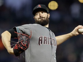 Arizona Diamondbacks pitcher Robbie Ray works against the San Francisco Giants in the first inning of a baseball game Friday, Sept. 15, 2017, in San Francisco. (AP Photo/Ben Margot)