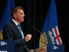 Brian Jean takes in a leadership debate at the Mount Royal Conservatory's  Bella Concert Hall on Wednesday September 20, 2017.