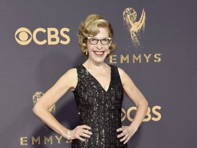 Jackie Hoffman arrives at the 69th Primetime Emmy Awards on Sunday, Sept. 17, 2017, at the Microsoft Theater in Los Angeles. (Photo by Richard Shotwell/Invision/AP)