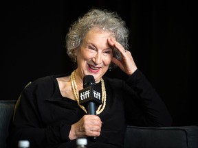 Author Margaret Atwood speaks during a press conference for "Alias Grace" at the Toronto International Film Festival on Tuesday, September 12, 2017. THE CANADIAN PRESS/Chris Donovan