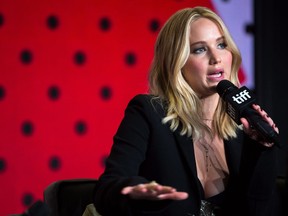 Actor Jennifer Lawrence speaks during a press conference at the Toronto International Film Festival for the movie "mother!" on Sunday, September 10, 2017. THE CANADIAN PRESS/Chris Donovan