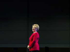 Hillary Clinton speaks to an audience in Toronto promoting her new book "What Happened" on Thursday, September 28, 2017. THE CANADIAN PRESS/Christopher Katsarov