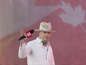 Tragically Hip frontman Gord Downie arrives at We Day on Parliament Hill, in Ottawa on Sunday, July 2, 2017. Some of the country's best-known Indigenous musicians and Downie's recounting of the Chanie Wenjack story are vying for the Polaris Music Prize tonight. THE CANADIAN PRESS/Justin Tang