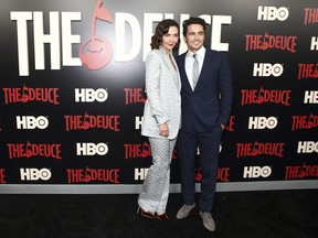 Maggie Gyllenhaal, left, and James Franco, right, attend the premiere of the HBO Original Series "The Deuce" at the SVA Theatre on Thursday, Sept. 7, 2017, in New York. THE CANADIAN PRESS/AP-Photo by Andy Kropa/Invision/AP