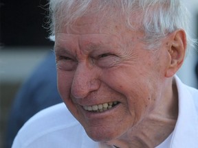 Liberal Allan Joseph MacEachen smiles during a BBQ at the Liberal annual summer caucus retreat in Baddeck, Nova Scotia on Monday, August 30, 2010. Allan MacEachen, a long-serving Liberal MP and senator from Nova Scotia who was a driving force behind many Canadian social programs, has died at the age of the 96. THE CANADIAN PRESS/Mike Dembeck.