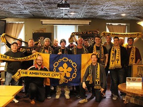 The Barton Street Battalion, the supporters group for the yet to be announced Hamilton soccer entry in the Canadian Premier League is seen in this undated handout photo. THE CANADIAN PRESS/HO, Amanda Stancati, *MANDATORY CREDIT*
