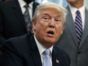 President Donald Trump speaks before signing a proclamation for a national day of prayer to occur on Sunday, Sept. 3, 2017, in the Oval Office of the White House, Friday, Sept. 1, 2017, in Washington. (AP Photo/Evan Vucci)