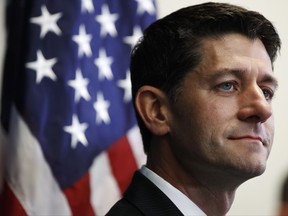 House Speaker Paul Ryan of Wis., listens during a news conference about Harvey relief efforts after a meeting with House Republicans, Wednesday, Sept. 6, 2017, on Capitol Hill in Washington. (AP Photo/Jacquelyn Martin)