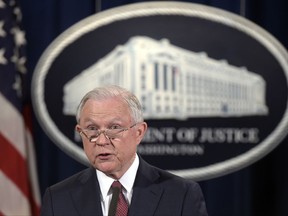 Attorney General Jeff Sessions makes a statement at the Justice Department in Washington, Tuesday, Sept. 5, 2017, on President Barack Obama's Deferred Action for Childhood Arrivals, or DACA program.  President Donald Trump's administration will "wind down" a program protecting hundreds of thousands of young immigrants who were brought into the country illegally as children, Attorney General Jeff Sessions declared Tuesday, calling the Obama administration's program "an unconstitutional exercise of authority."   (AP Photo/Susan Walsh)