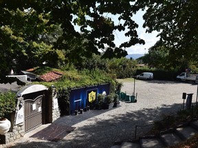 A view of the exterior of a nightclub where, according to reports, early Thursday, Sept. 7,  a carabinieri patrol car, which was with two other patrol cars called to investigate a fight outside the disco, picked up two students from the United States and drove them to their apartment and allegedly raped them inside, in Florence, Friday, Sept. 8, 2017.  Florence prosecutors are investigating allegations by the two students that they were raped by Carabinieri policemen who escorted them home in a patrol car.  (Maurizio degl'Innocenti/ANSA via AP)