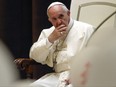 Pope Francis attends an audience in the Paul VI Hall at the Vatican June 3, 2017.