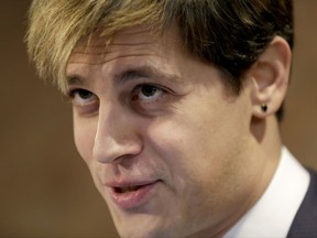 CORRECTS TO OMIT ANN COULTER- FILE - In this Feb. 21, 2017 file photo, Milo Yiannopoulos speaks during a news conference in New York. Right-wing showman Milo Yiannopoulos is holding a "Free Speech Week" at the University of California, Berkeley with a planned lineup including conservative firebrands Steve Bannon. The university says it has no confirmation the headline acts will appear but is preparing strong security to head off any more violent protests at the liberal campus. (AP Photo/Seth Wenig, File)