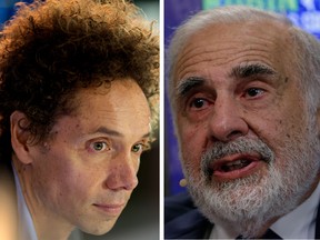 Malcolm Gladwell, left, takes issue with Princeton having the name of U.S. multi-billionaire Carl Icahn, right, attached to a building.