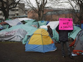 Residence of the homeless camp in Victoria, B.C. on Monday, January 11, 2016