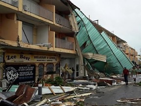 Damages on the French overseas island of Saint Martin, after high winds from Hurricane Irma hit the island.