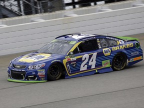 Chase Elliott drives during a NASCAR Cup Monster Energy Series auto race at Chicagoland Speedway in Joliet, Ill., Sunday, Sept. 17, 2017. (AP Photo/Nam Y. Huh)