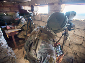 Canadian special forces at an observation bunker in northern Iraq earlier this year.