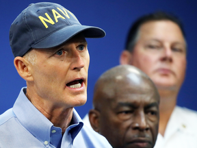 Florida Governor Rick Scott gives an update to the media regarding Hurricane Irma on Sept. 6, 2017, before the storm made landfall.