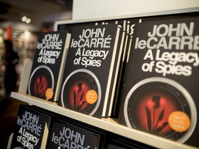 Copies of A Legacy of Spies, John le Carré's latest novel.