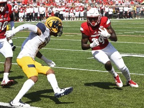 Kent State's Quan Robinson Jr. (10) attempts to stop Louisville's Malik Williams (29) from crossing the goal line during the first half of an NCAA college football game, Saturday, Sept.. 23, 2017, in Louisville, Ky. (AP Photo/Timothy D. Easley)