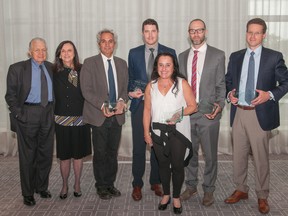 Donors Norman and Lillian Glowinsky together with last year's Vine Awards winners.